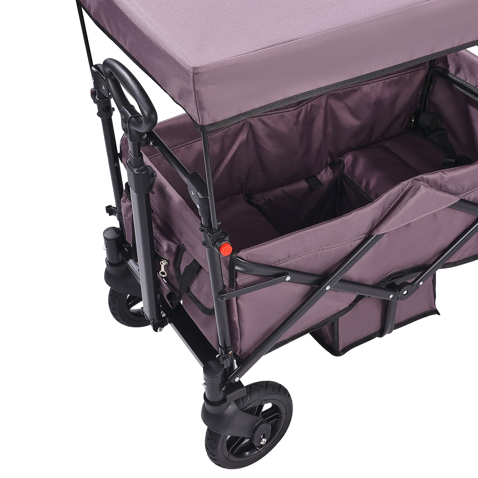 Folding Wagon Stroller For 2 Kids With Canopy And Adjustable Handle_voghion.com